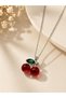 Cherry Patterned Stainless Silver Color Steel Necklace - 2