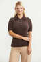 Polo Collar Soft Textured Knit Sweater - Brown - 2