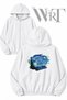 Van Gogh 5 Back Printed Zippered Hooded White Cardigan (2 Yarn)