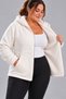 Curve Women's Plus Size Winter Hooded Pocket Zippered Navy Blue Plush Fleece Sweatshirt - 3