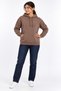 Soft Puff Fabric Women's Brown Sweatshirt with Side Pockets - 3