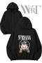 Nirvana 4 Back Printed Zippered Hooded Black Cardigan (2 Yarn)