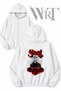 Ghost Band Back Printed Zippered Hooded White Cardigan (2 Yarns)