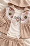 Baby Girl Set Floral Patterned Hooded 3-Piece Set Long Sleeve Bodysuit - Cardigan - Pants - 3