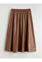 Quality Pieces from Çelebi Store: Leather Look Flared Skirt with Waist Cord - 6