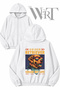 Golden Retriever Color My Life Back Printed Zippered Hooded White Cardigan (2 Yarns)