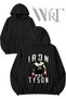 Mike Tyson 2 Back Printed Zippered Hooded Black Cardigan (2 Yarns)