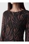 Two Mt Shop Quality Lcw Studio Black Tulle Patterned Tight & Slim Oval Neck Long Dress - 2