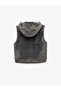 Hooded Shepherd Closure Sleeveless Faux Fur Vest with Pockets - 2