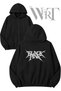 Black Pink Back Printed Zippered Hooded Black Cardigan (2 Yarns)