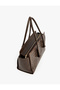 Knitted Textured Long Handle Faux Leather Large Tote Bag with Zippered Compartment - 4