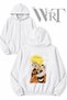 Naruto Anime Back Print Zippered Hooded White Cardigan (2 Yarns)