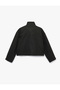 Ribbed Metal Buttoned Pocketed Stand Collar Long Sleeve Cashmere Jacket - 2