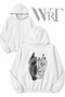 Cane Corso Back Printed Zippered Hooded White Cardigan (2 Yarns)