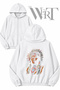 Native American Back Printed Zippered Hooded White Cardigan (2 Yarns)