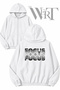 Focus Back-Printed Zippered Hooded White Cardigan (2 Yarns)