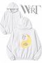 Balance Heart and Brain Back Printed Zippered Hooded White Cardigan (2 Yarns)