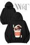 The Great Wave 2 Back Printed Zippered Hooded Black Cardigan (2 Yarns)