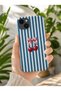حافظة ممتصة للصدمات من السيليكون مخططة بتصميم الكرز متوافقة مع هاتف iPhone 15 Plus باللون الأبيض
