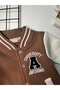 Baby Boy 3 Thread Ruffle Long Sleeve College Jumpsuit Mink Coffee - 3