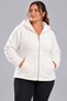 Curve Women's Plus Size Winter Hooded Pocket Zippered Navy Blue Plush Fleece Sweatshirt