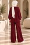 Women's Islamic Clothing Knitwear Set: Buttoned Cardigan and Wide-Legged Pants Two-Piece Set, Loose and Comfortable Fit - 3