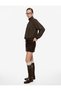 Cotton Stand Collar Long Sleeve Buttoned Gathered Plaid Shirt - 3