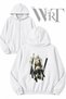 Monolisa Mirrors Back Printed Zippered Hooded White Cardigan (2 Yarns)