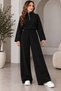 Women's Knitwear Double Set Zippered Sweatshirt Wide Leg Pants Loose Oversize Comfortable Casual Set