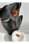 Gold Color Enamel Brown Earrings (3 cm) - 5