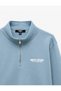 Long Sleeve Three Threaded Yarns Half Zipper Printed Sweatshirt - 3