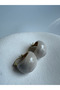 Gold Color Cream Retro Earrings (2.2 cm) - 3