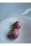 Gold Color Pink Retro Earrings (2.2 cm) - 3