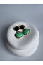 Black Green Dangle Earrings (4.6 cm) - 2