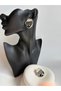 Gold Color Gray Enamel Earrings (3.8 cm) - 4