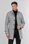 Men's Slim Fit Cashmere Coat with Stand Collar and Epaulet Detail
