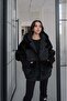 Black Fur Detailed Coat - 2