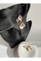 Gold Color White Leaf Earrings (4.7 cm) - 5