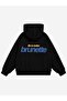 Women's Life Is Better Brunette Printed Hooded Fleece Oversize Sweatshirt
