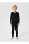 Boys' Black Thermal Underwear Top and Bottom 2-Piece Set / Long Sleeve Thermal Undershirt / Leggings - 2