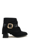 Women's Black Suede Buckle Trouser Boots with Orthopedic Insole Grigros