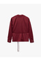 Regular Fit Notched Collar Long Sleeve Tie-Up Satin Shirt - 2