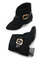 Women's Black Suede Buckle Trouser Boots with Orthopedic Insole Grigros - 5