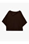 Turn-Down Collar 3/4 Sleeve Bat Sleeve Oversize Knitwear Sweater - 2