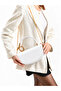 White Women's Hand and Shoulder Bag with Stylish Gold Accessories - 2