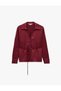 Regular Fit Notched Collar Long Sleeve Tie-Up Satin Shirt