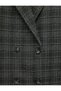 Loose Fit Long Sleeve Double Breasted Buttoned Plaid Blazer Jacket - 4