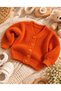 Unisex children's new season button closure knit cardigan orange