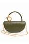 Khaki Women's Hand and Shoulder Bag with Stylish Gold Accessories - 4