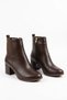 Nerman side cut elastic women's heeled boot coffee skin - 7